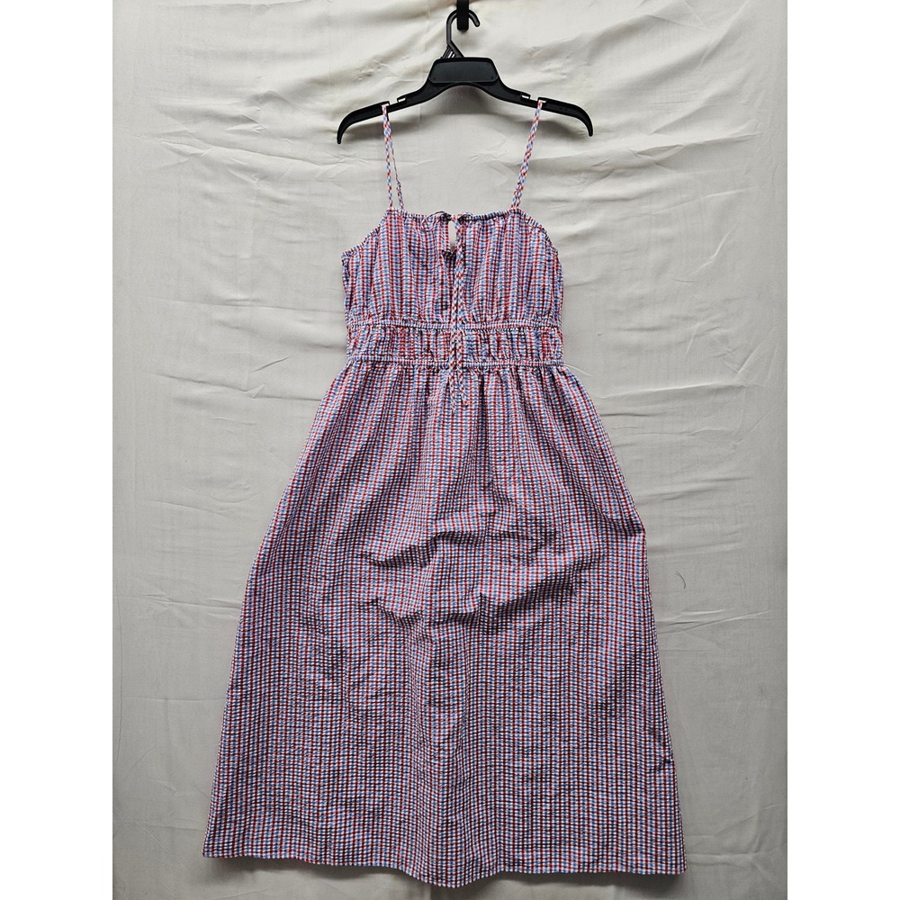 Universal Thread Womens Plaid Midi Dress Red Cotton Blend Casual Size Medium